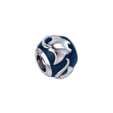 DiveSilver Manta Ray Silver Bead with Navy Blue Enamel TBD374 - DiveSilver Jewelry